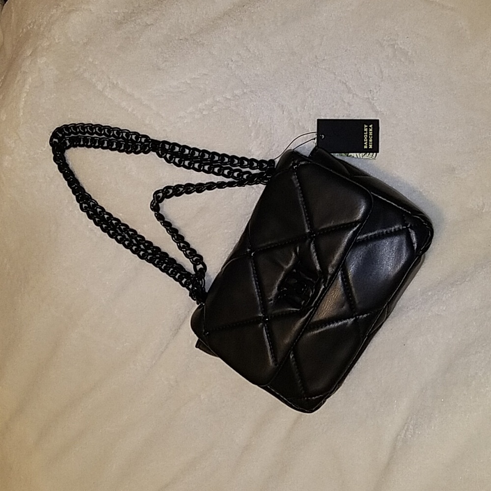 Badgley Mischka Vegan Leather Black Quilted Bag